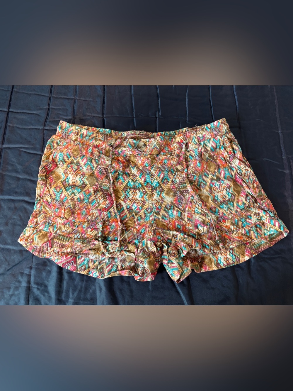 Multicolor Printed Boho Ruffle Shorts